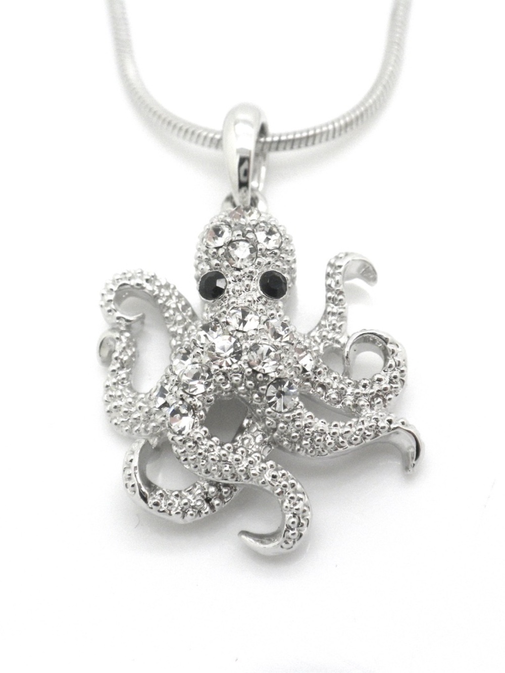 Octopus Swarovski Crystal Element White Gold Plated Necklace